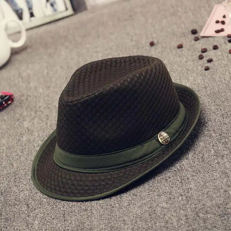 British Jazz Hat Breathable Mesh Pendant Beach Hat Foldable Spring and Summer Sun Hat 250423