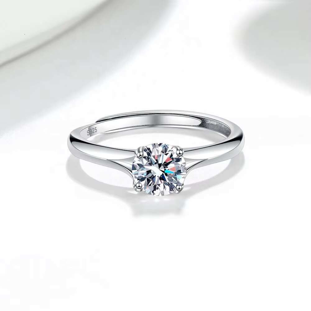 Sterling Silver Ring 925 Customized Moissanite Jewelry Non Fade Waterproof Bride Ring Wedding Engagement Ring Set Women