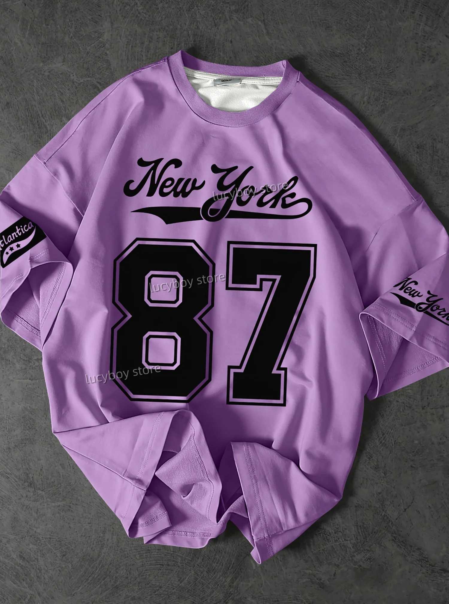 2025 No. 87 New York Printed Mens Shirt Mens Short Sleeve Sports Football T-shirt Retro Large Stripe T-shirt Mens Clothing W250425