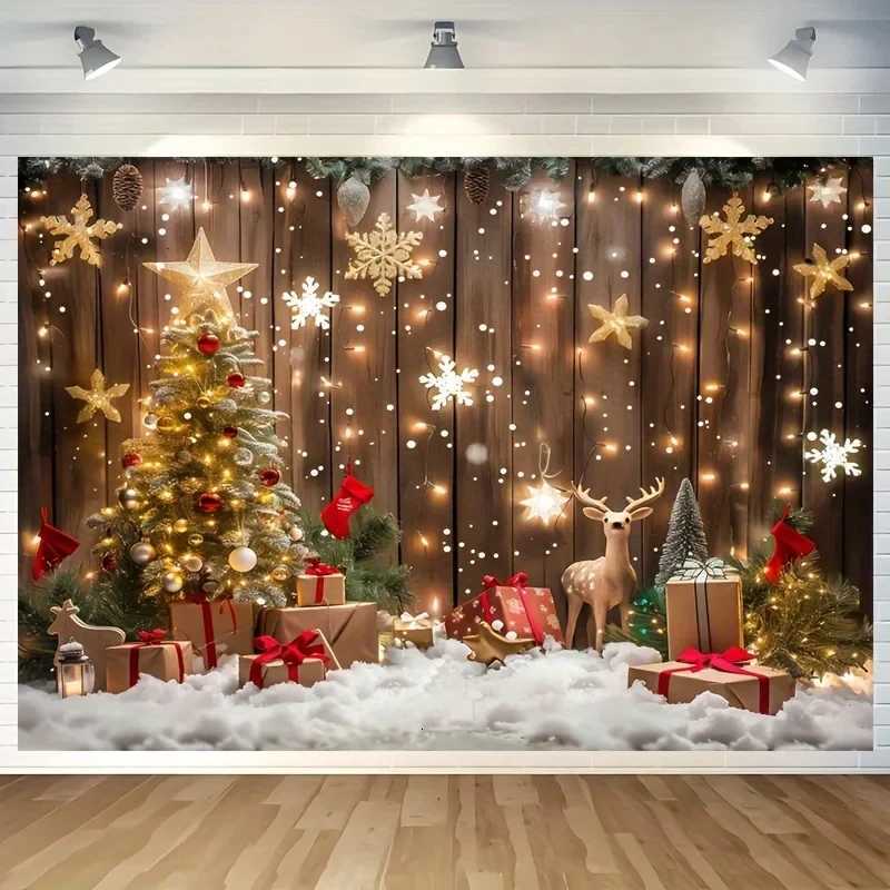 Bohemian style 2025 vintage Christmas tapestry Christmas tree deer stars snowflakes Christmas decoration living room studio decoM251125
