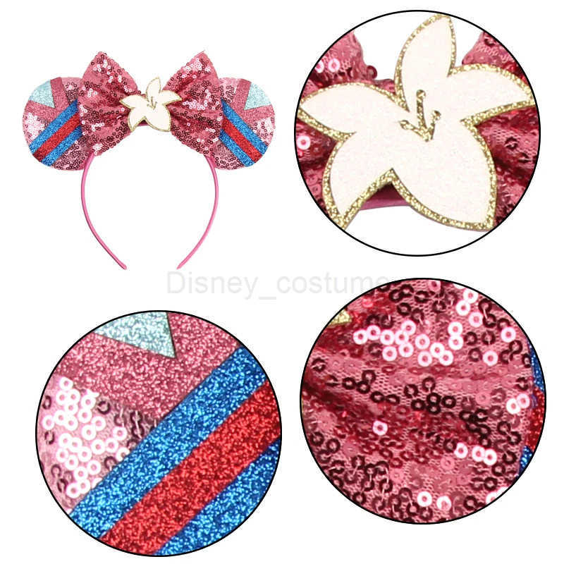 Disney 2024 Latest Mickey Mouse Ear Headbands for Children Adults Festival Parties Glitter Bow Hair for Women Baby Girls Party Hair Accessories Gifts 