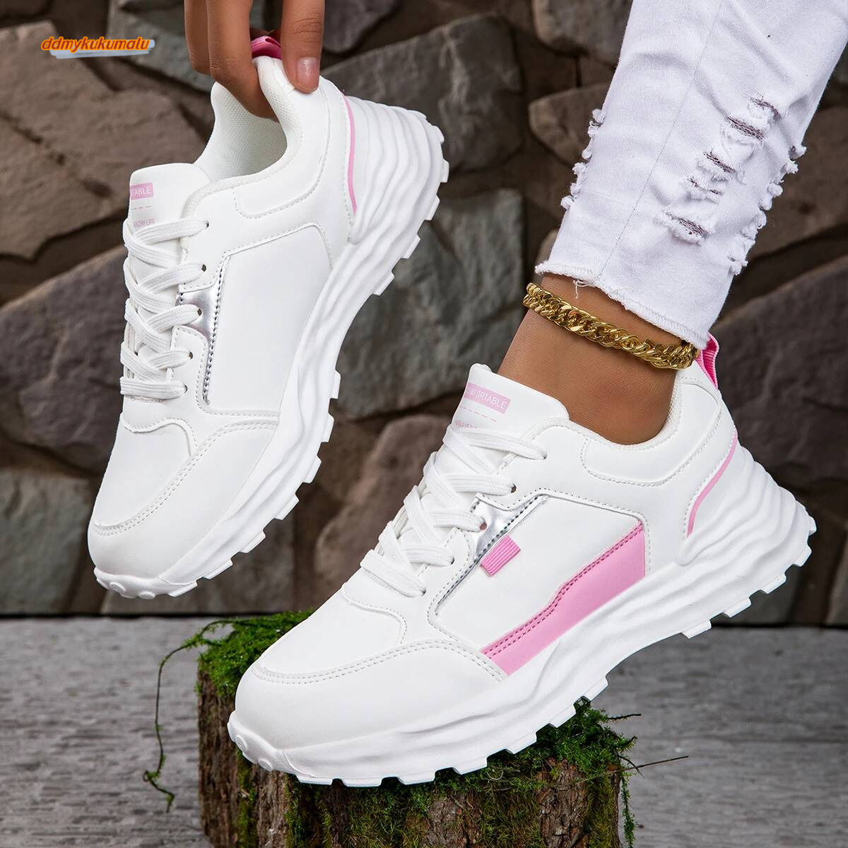 Sneakers Women Lace Up Flats Ladies Outdoor Running Walking Shoes Comfortable Breathable Female Footwear Big size zapatos mujer ddmykukumalu