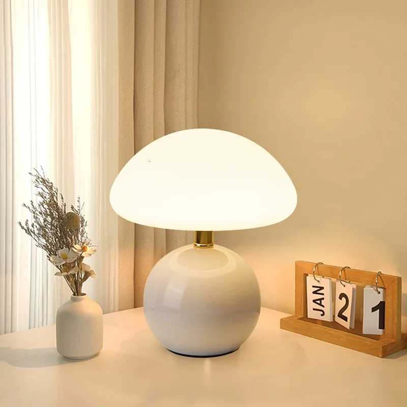 Mushroom small table lamp Cute cream colorful ceramic table light lamp kids bedroom night lighting home decor room accessoriesM251125