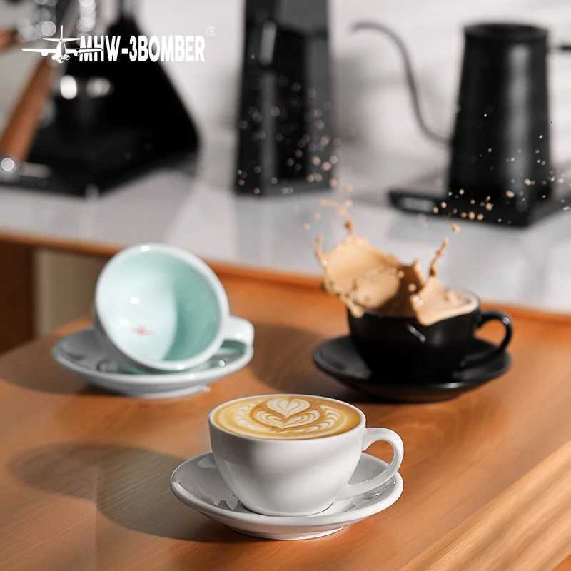 Coffee Cups ic Latte Art Cups with Saucer 280ml Tea Cup Ceramic Espresso Mug Kitchen Bar Coffee Accessories Y251125