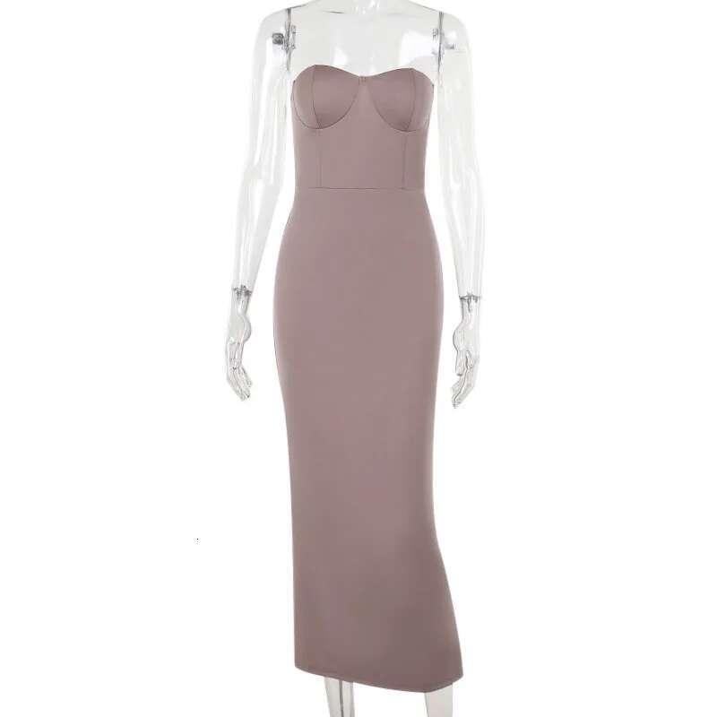 Dongdumaoyi Townlike Slim Bodycon Elegant Midi Long Dress Women Strapless Spring Summer Backless Nightclub Sexy Party Dresses
