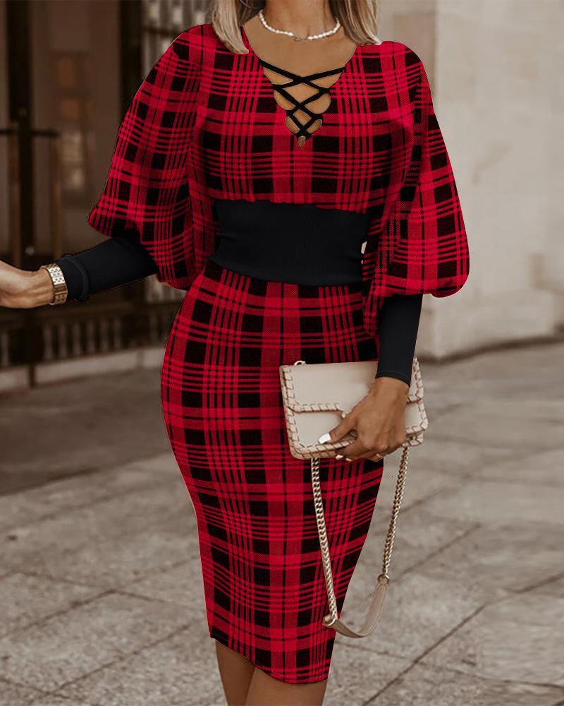 Autumn and Winter 2022 Long Sleeve V-Neck Waist Pack Hip V-Neck Dress for Women