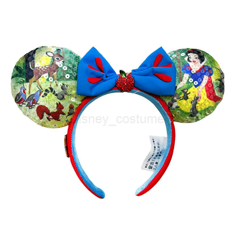 Disney Minnie Ears headband Minnie Pider internet night light red apple bow COSTUME headband cosplay plush adult/child headband gift X250425