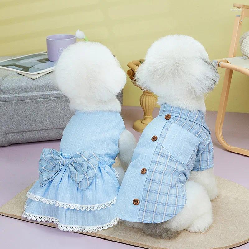 Couple Dog Clothes Shirt Dress Summer Pet Apparel Pomeranian Maltese Poodle Bichon Frise Schnauzer Clothing Puppy Costumes