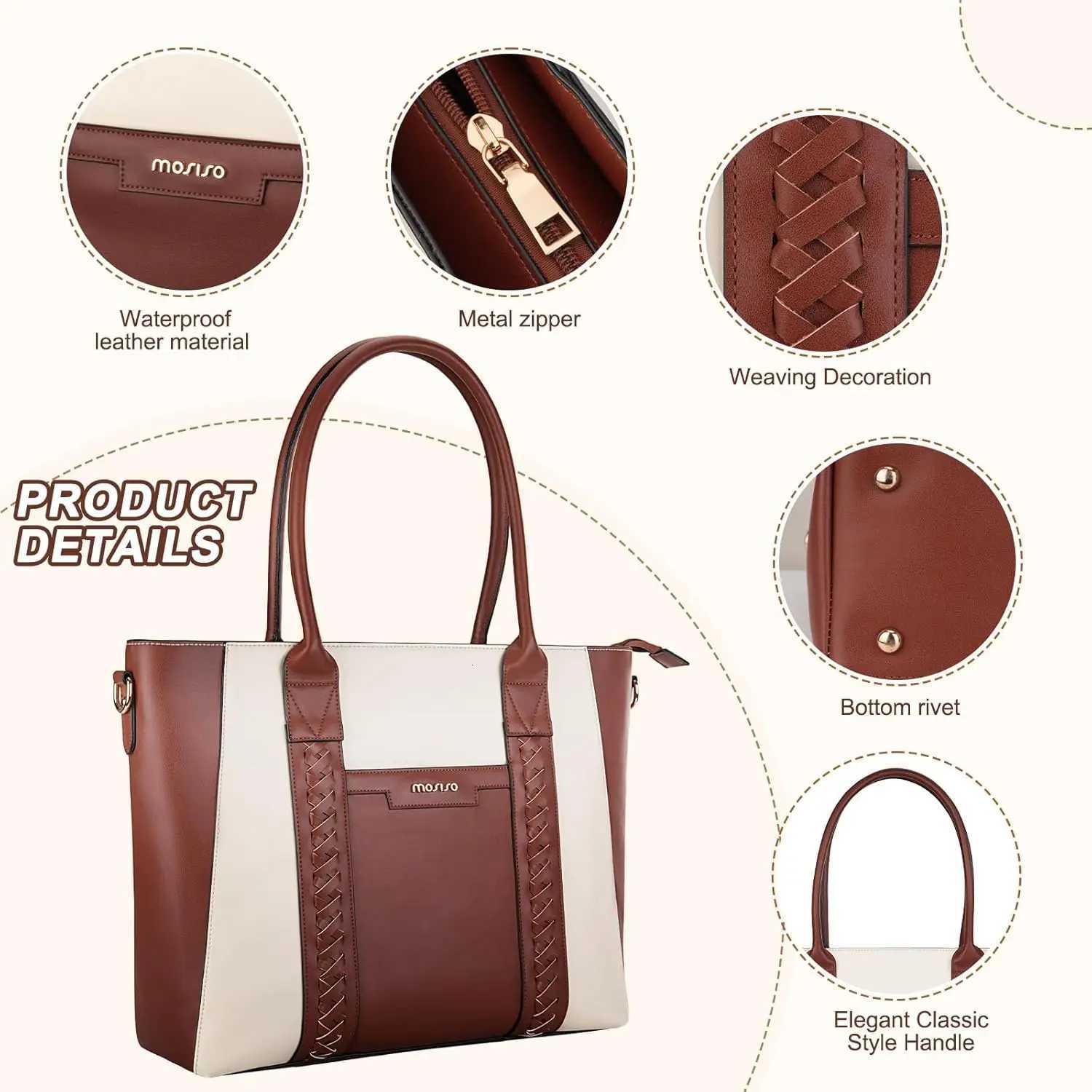 Laptop Bag 156 inch PU Leather Womens Tote Bag Waterproof Computer Briefcase Casual Shoulder Handbag for Business OfficeT251125