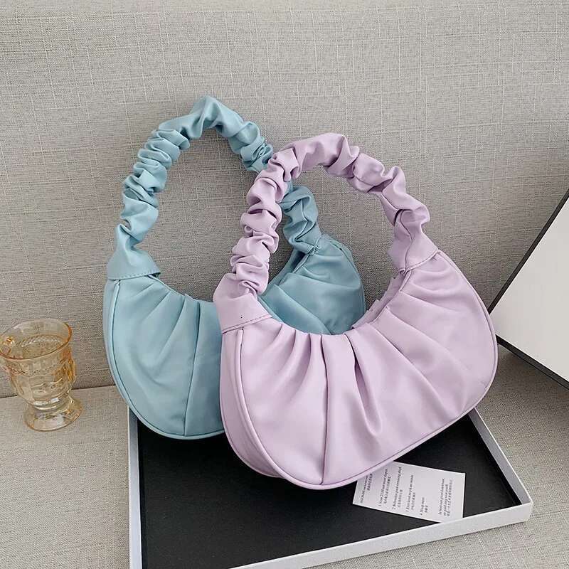Fashion Pleated Handlebags For Women PU Cloud Leisure Armpit Bag Shopping Shoulder Dumpling Handbag Female Hand Bags