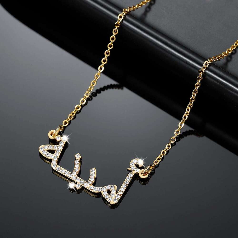 Name Necklace For Women Custom iced Out Names Necklaces Personalized Gold Stainless Steel Pendant Arabic Jewelry Gifts