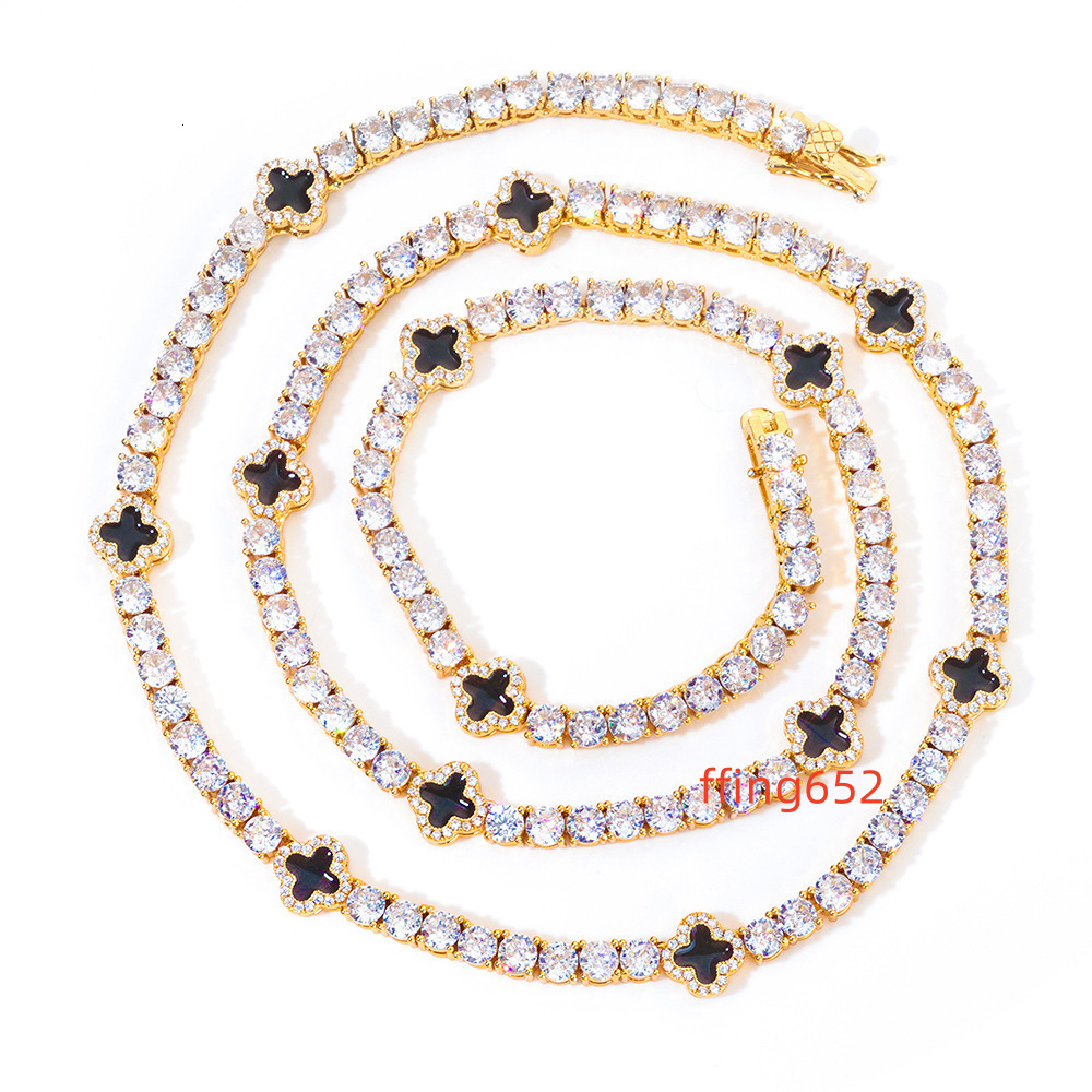 Manufacture Custom OEM ODM Fine Jewelry 4mm 925 Sterling Silver Moissanite Clover Link Chain Necklace Men Hip Hop Necklace