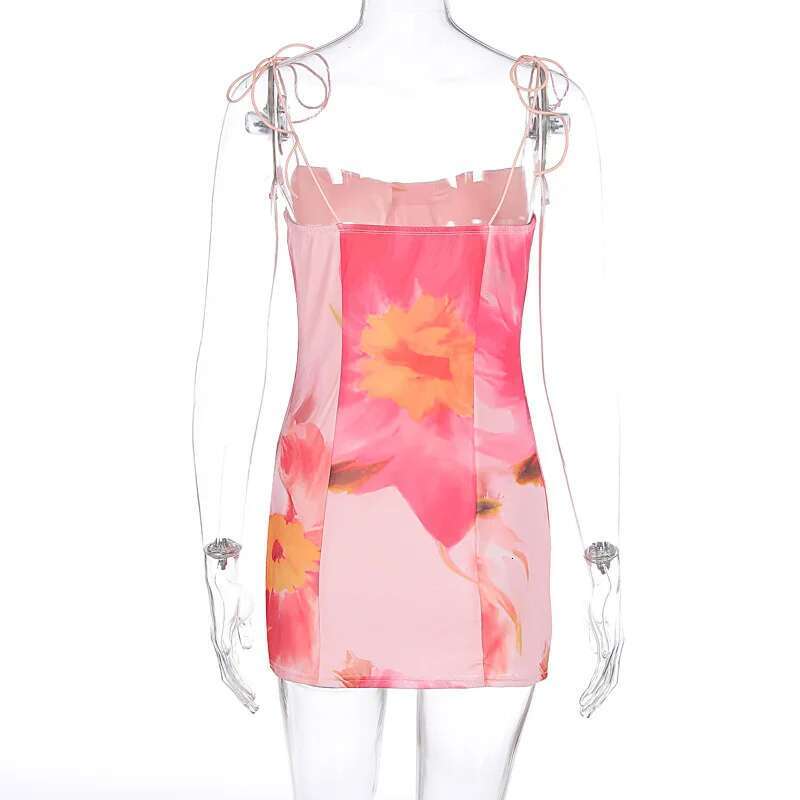 Dongdumaoyi Townlike Print Slim Bodycon Dress Women Spaghetti Strap Mini Spring Summer Strapless Nightclub Sexy Party Dresses