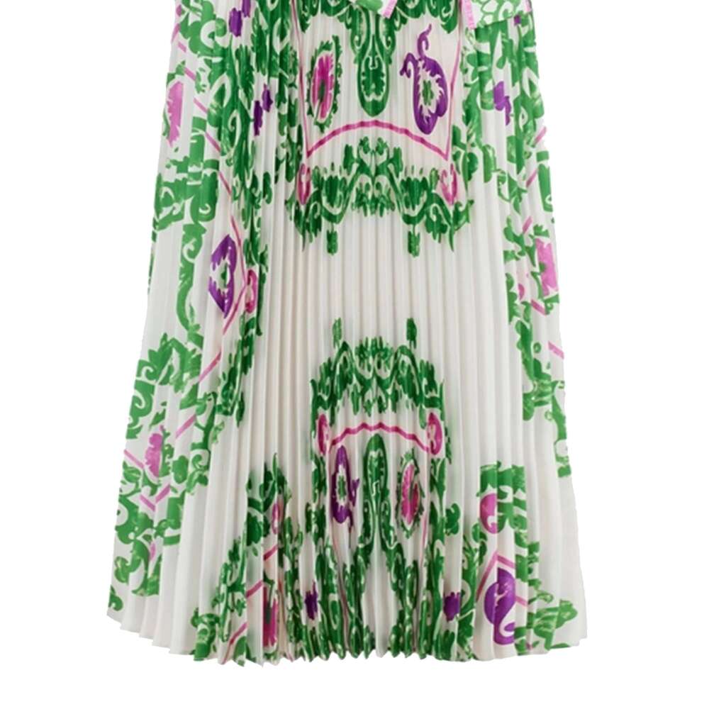 CHCH Women's Printing Dresses Lace Up Neck Long Sleeve Elegant 2024 New Autumn Robe Midi Shirt Dress