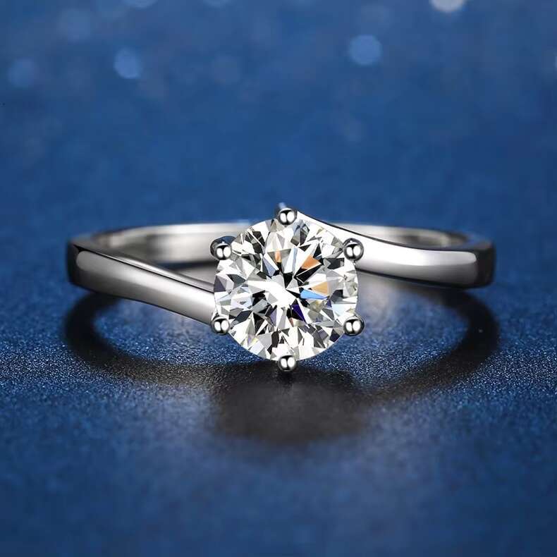 Gra Certificate VVS Classic 1CT Round Shape Gemstone Moissanite Rings for Women Engagement Wedding 925 Sterling Silver Rings
