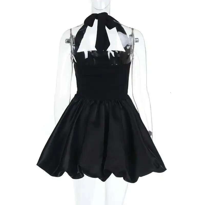 Dongdumaoyi Townlike Waist Wrap A Line Ball Gown Dress Women Halter Mini Spring Summer Nightclub Sexy Party Dresses