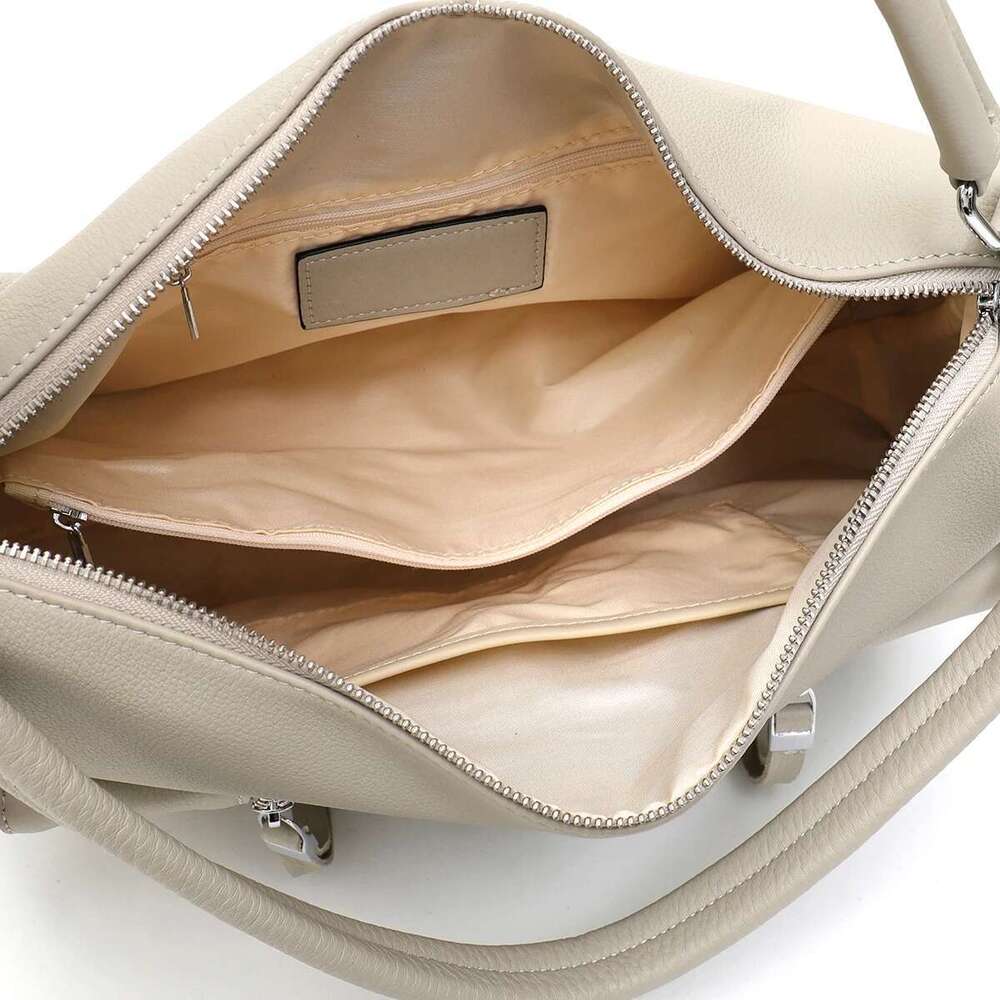Women's Genuine Leather Shoulder Handbag Multi Pockets Large Capacity Functional Hobo Cross Body Bag Casual Daily Commute Purse