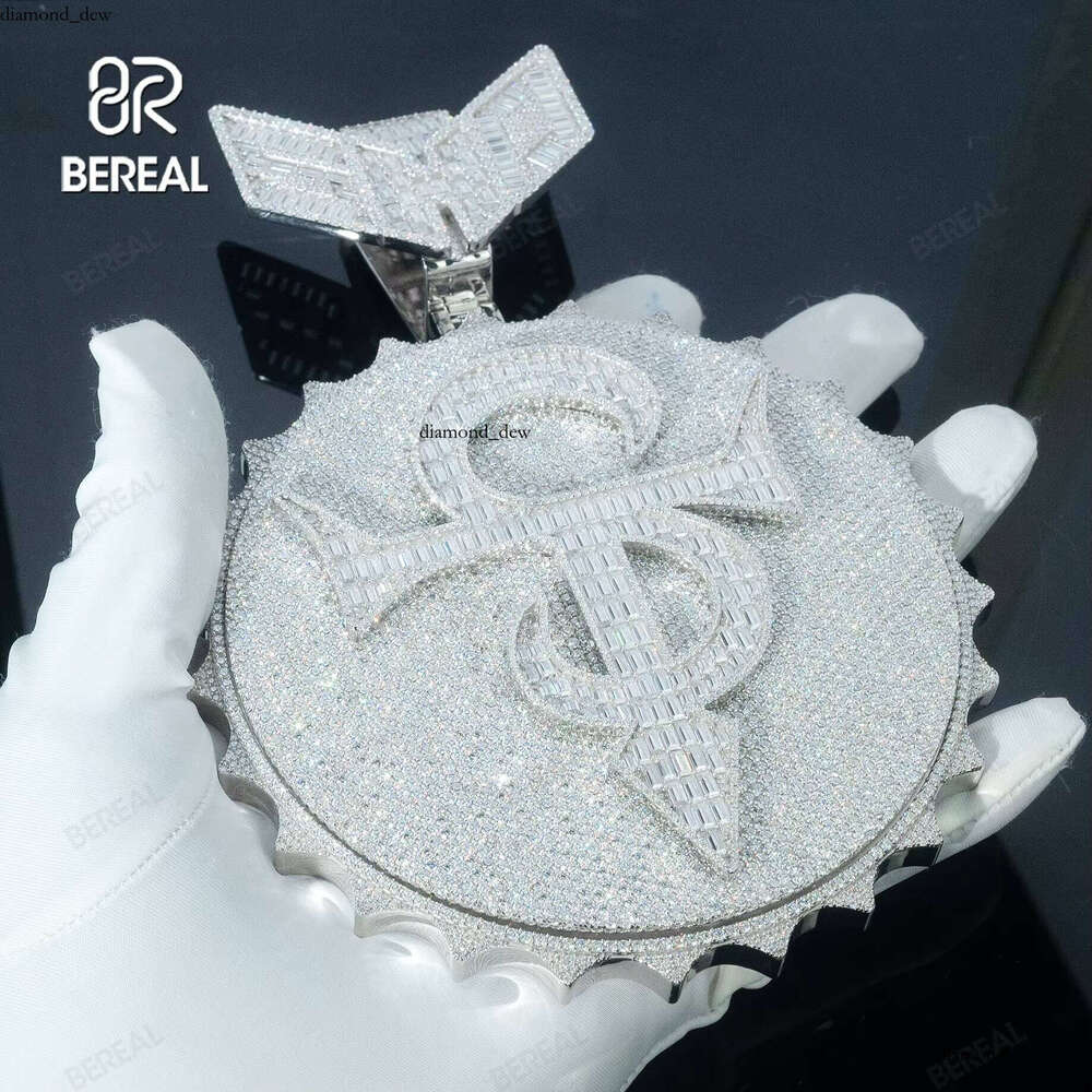 Long Stick Bread Cutting Vvs Silicon Stone Iced Exquisite Platinum Sterling Sier 3D Pendant Fine Men's Jewelry