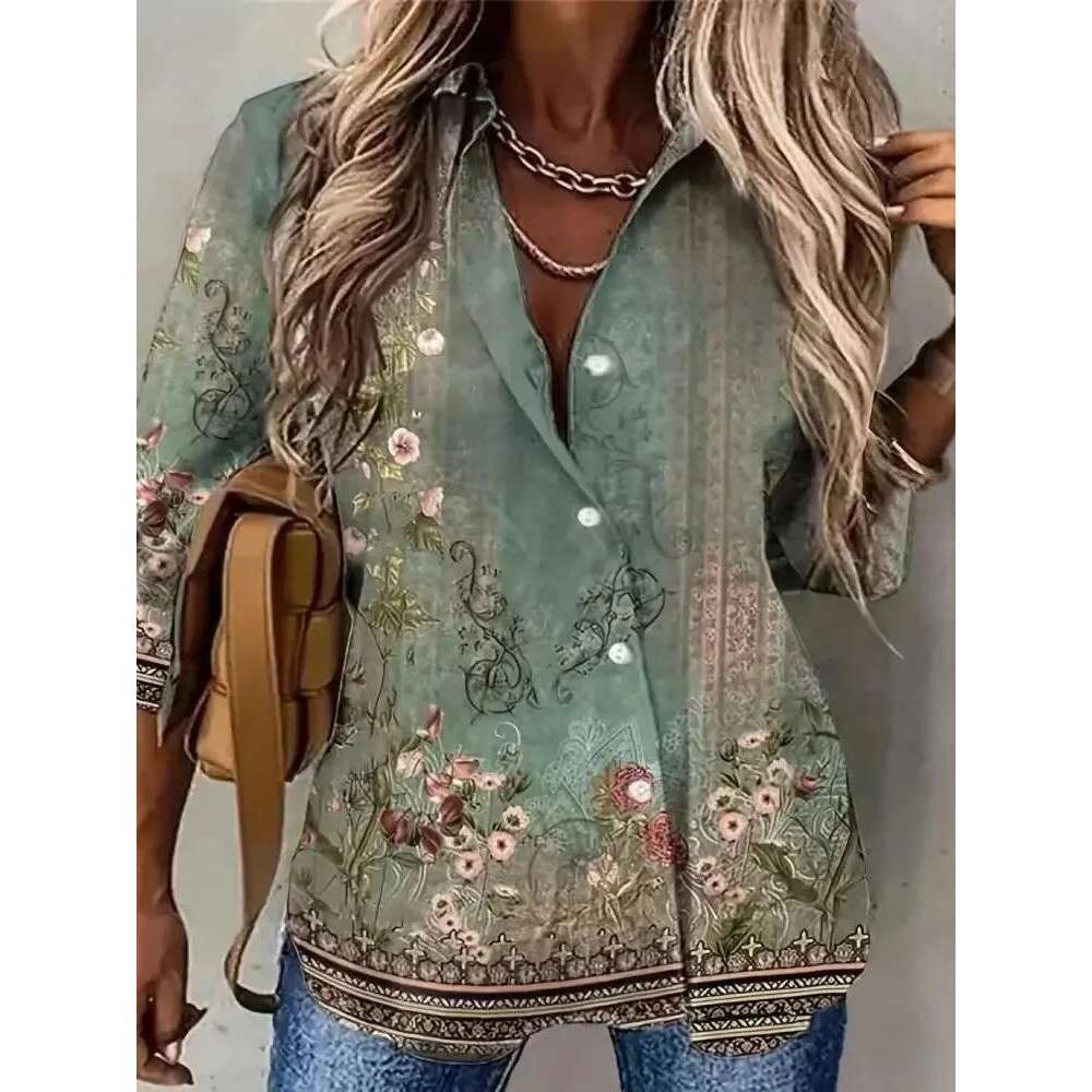 Plus Size Elegant Loose Fashion Casual Woman Shirt Temperament Long Sleeve Blouse Holiday Weekend Top