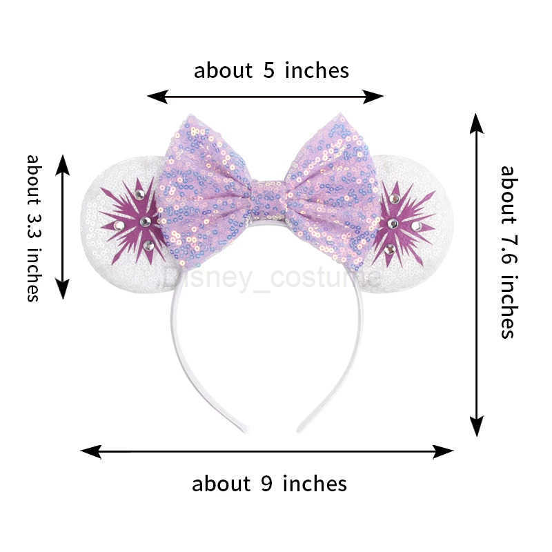 Disney New frozen snowflake mouse ear headband girl boy glitter 5 bow hair Christmas party role-playing hair accessories X250425