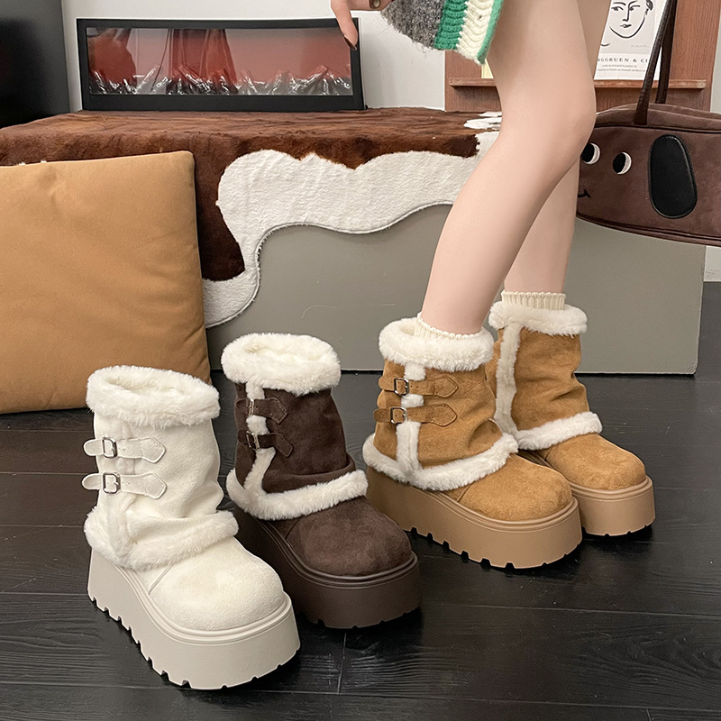 New Fashion Best Selling Warm Lined Platform Snow Boots Non Slip Wearable Heightening Winter Boots