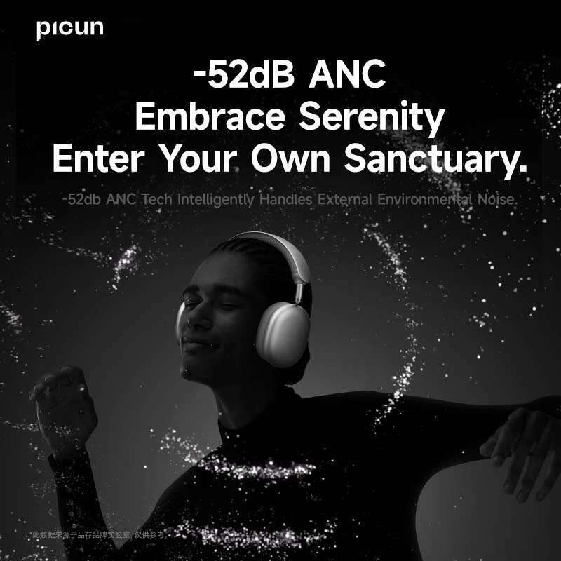 Picun F8 Pro Wireless Headphones Head Tracking 3D Spatial Audio -52dB ANC HIFI Bluetooth Headset ENC HD Mic Low-Latency APP
