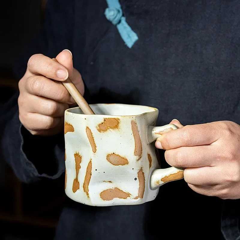 Creative Retro Kiln Ceramic Coffee Mug Drinking Buffalo Milk Mug Simple Gradient Office Large Capacity Teacup Home Decoration Y251125