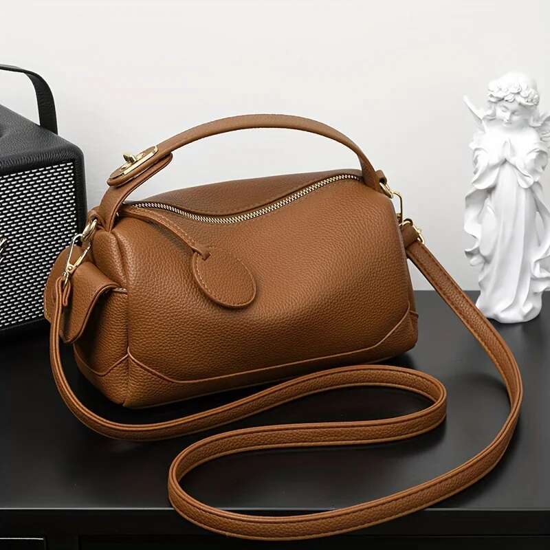 Designer Bag 1Pc Minimalist Solid Color Boston Bag With Multi-Pocket Design Lightweight Crossbody Handbag For Women
