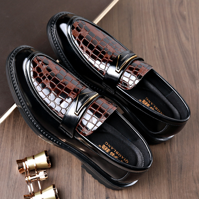 New Design Arrival Men's Business Dress Leather Shoes Outdoor Fashion Thick Bottom Versatile slip-on Size 38-44 Casual Shoes Free Shipping Black 