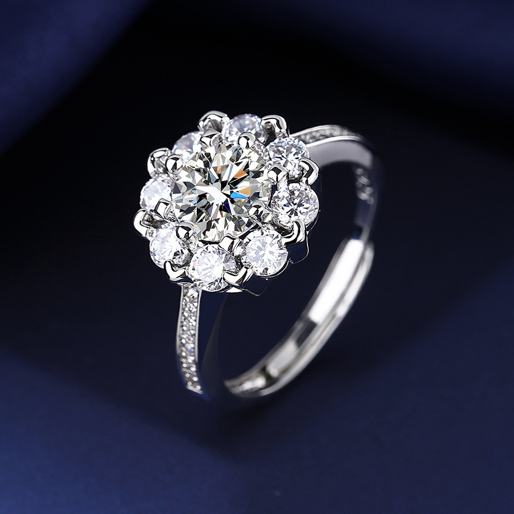 moissanite ring for women luxury jewelry ring women hot selling couple rings diamond ring designer jewelry ring Blue-green Moissanite Full Diamond Ope - view 4