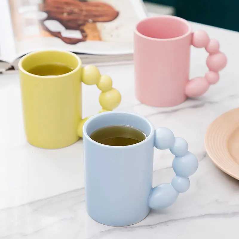 Nordic creative ceramic mug rotating handle coffee cup couple Cup Home simple breakfast cup Y251125