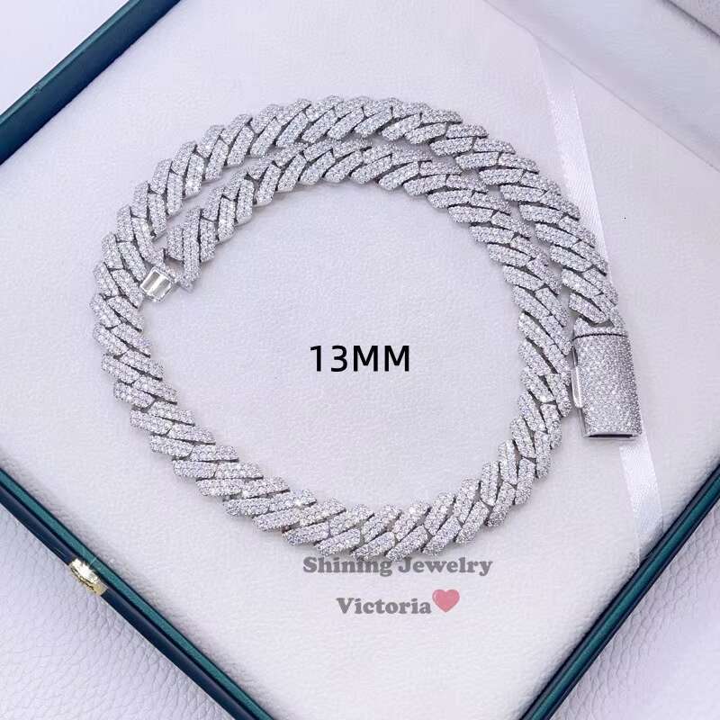 Hip Hop Necklace Bling 10mm 13mm 15mm Iced Out GRA Certificate Vvs Moissanite Cuban Chain