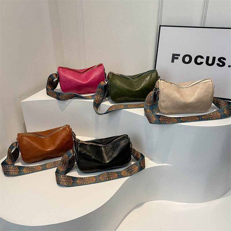 New Free Delivery Designer Shoes By 2025 Trendy New Fashion Versatile Casual Western-Style Wide Strap Single Shoulder Women's Crossbody Bag