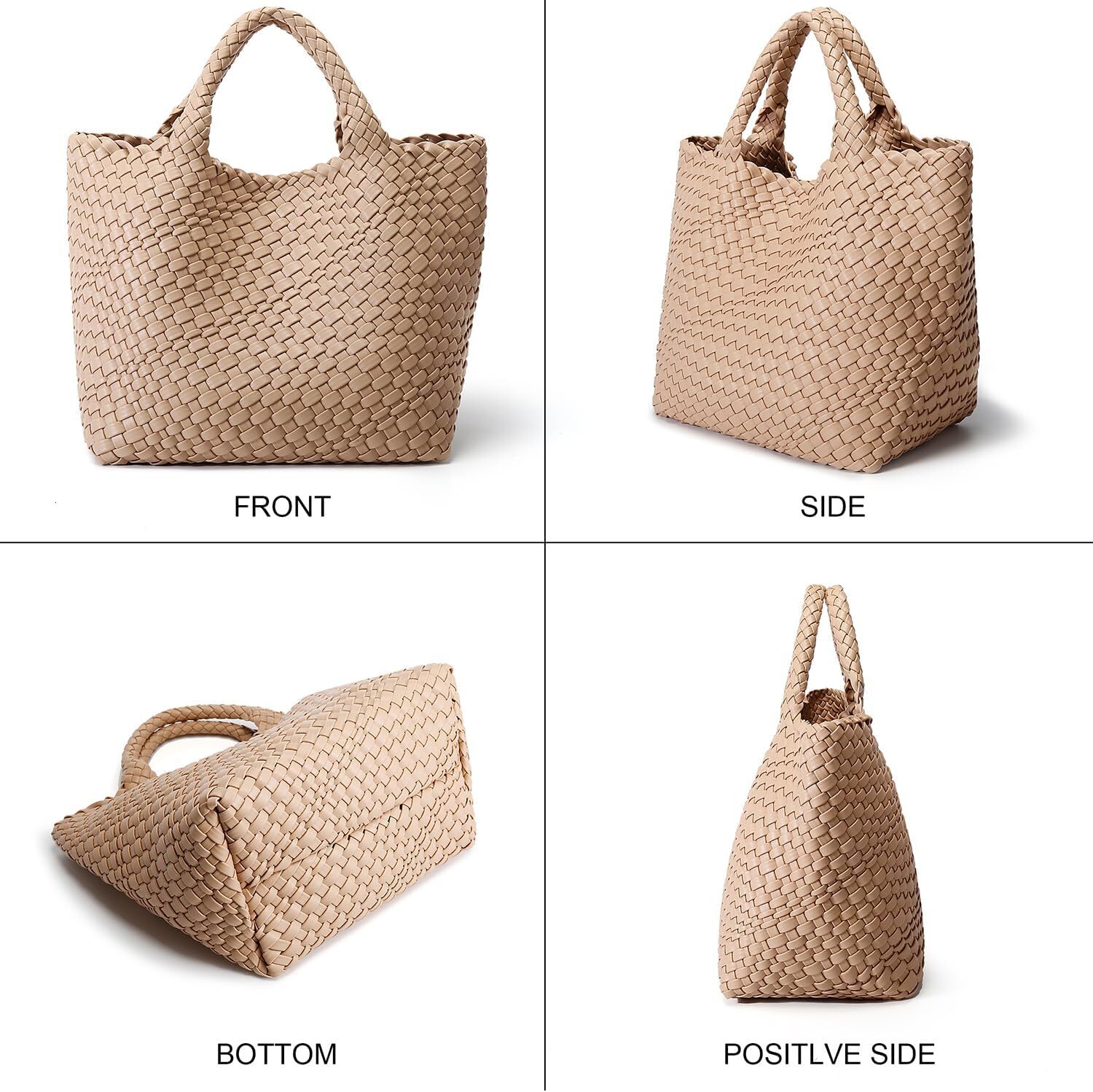 Woven For Women, Vegan Leather Tote Large Summer Beach Travel Handbag And Purse Retro Handmade Shoulder Bag