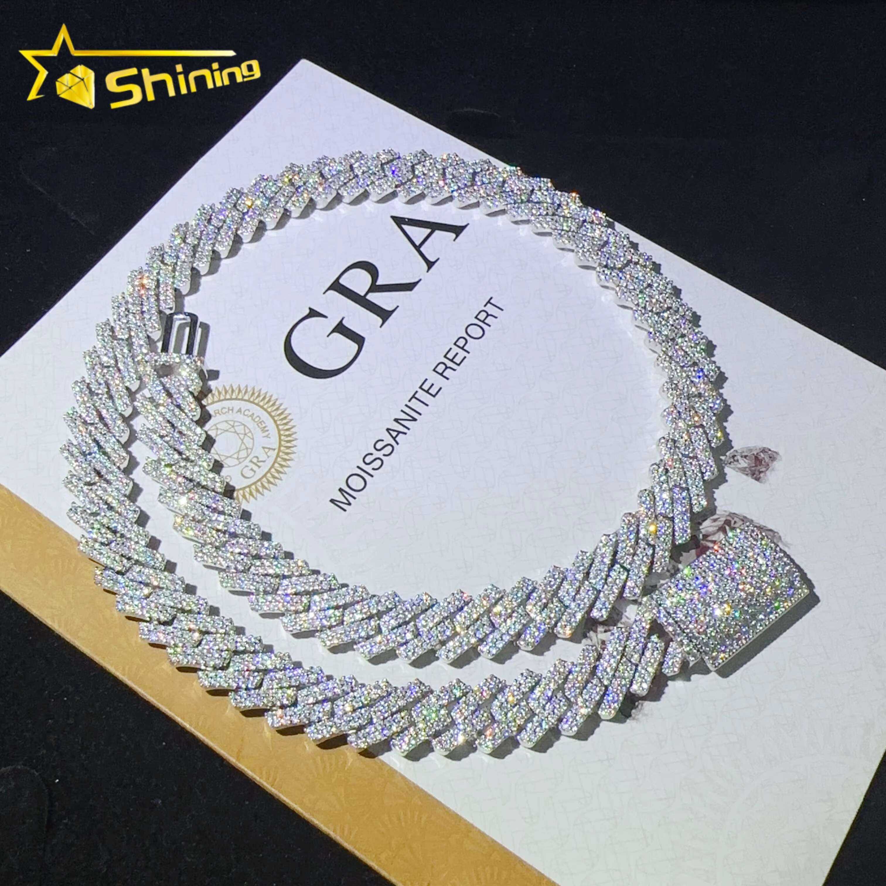 Wholesale Price 10mm Iced Out Cuban Link Chains 925 Silver Moissanite Diamond Cuban Necklace Bracelet Men Hip Hop Jewelry