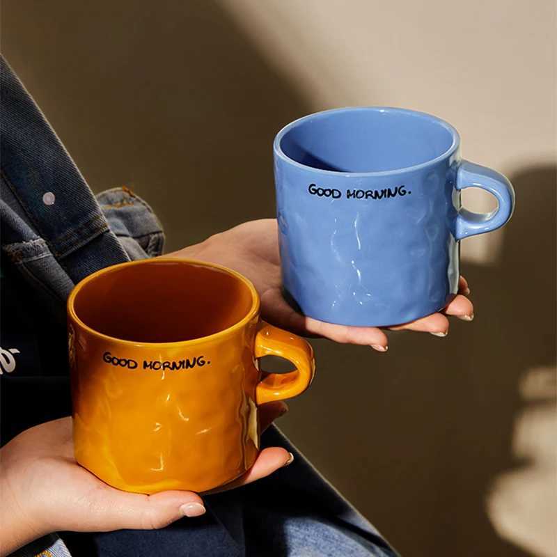 550 ML Ceramic Mug Simple Letter Large Capacity Drinking Water Cup Girl Home Office Coffee Cups Breakfast Mugs Kitchen Drinkware Y251125