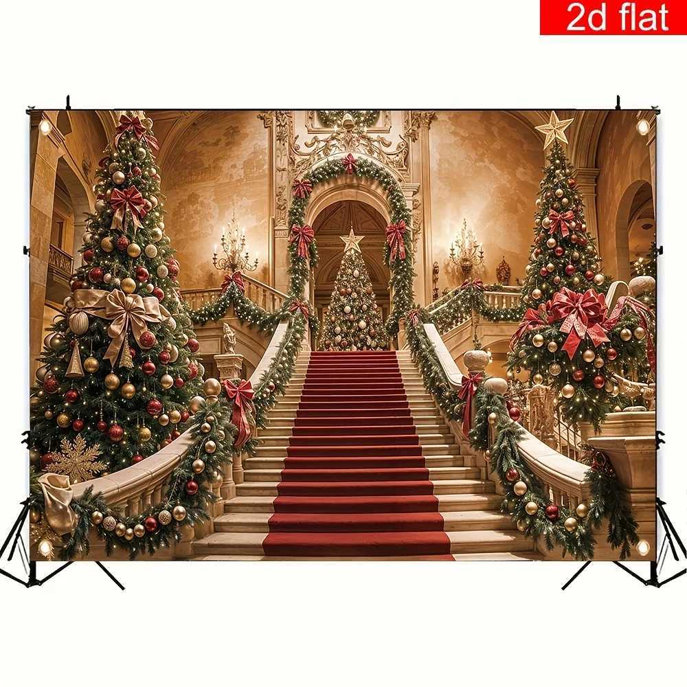 Christmas Red Carpet Tree Tapestry Festive Holiday Wall Art for Entryway Decor and Winter Party BackgroundM251125