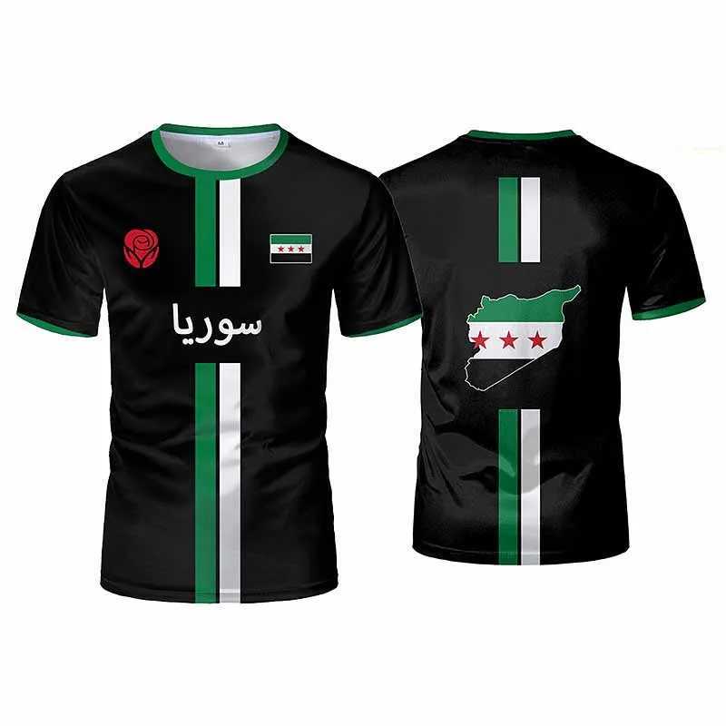 Syrian football sports T-shirt mens 3D printed Syrian graphic flag short sleeved street oversized T-shirt top football T-shirt W250425