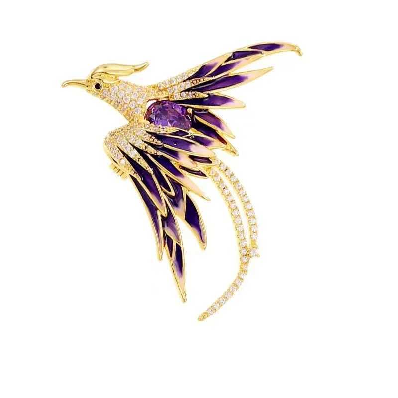 1Pc Exquisite Phoenix Brooch with Shiny Rhinestones Fashion Animal Brooches Pins for Women Jewelry Accessories Party Gifts 2025 J251125