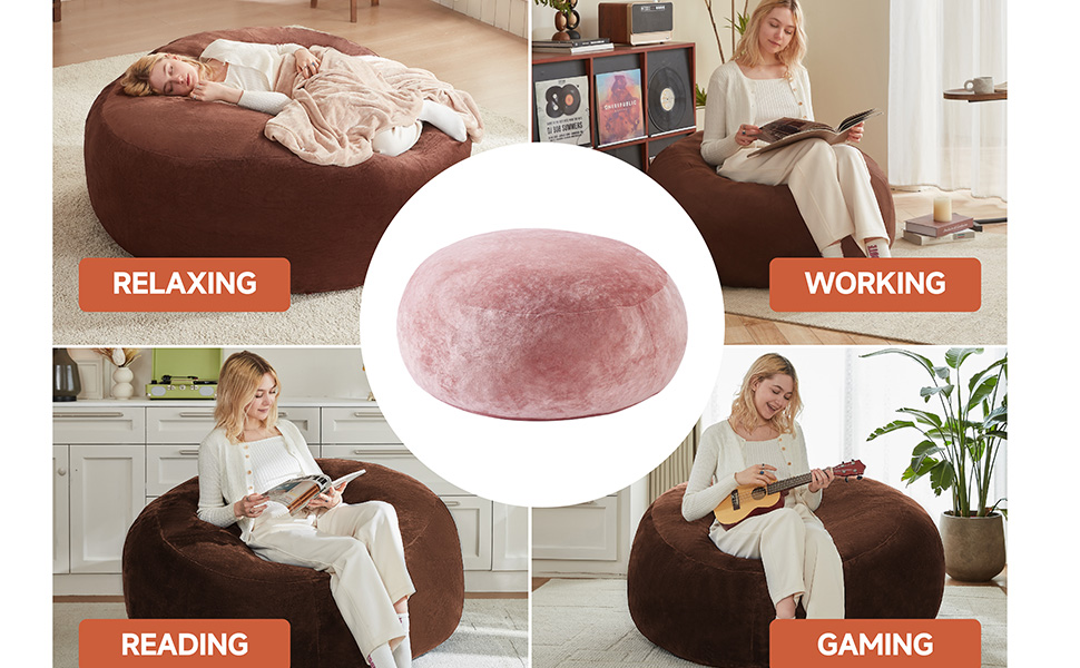 Versatile Velvet Bean Bag Chair - Durable & Comfortable for Living Rooms and Bedrooms