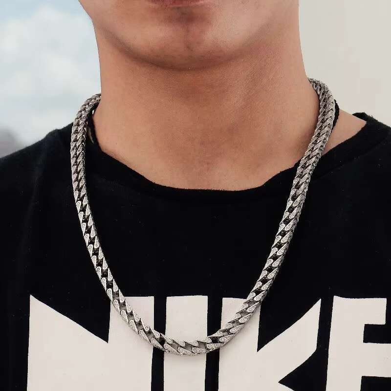 Provence Hip Hop Bling Rapper Jewelry VVS Moissanite Necklace Iced Out Gold Cuban Link Chain