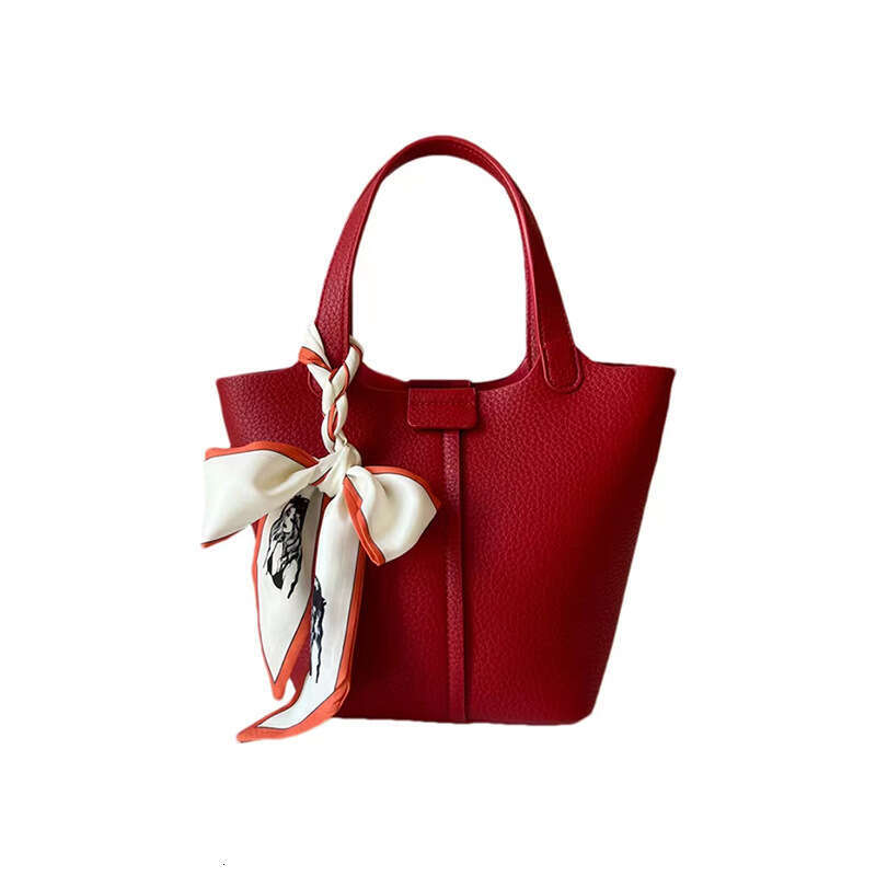 Wine Red Wedding Bucket For Women Large Capacity Vegetable Basket New Year Handheld Bag Autumn Spring