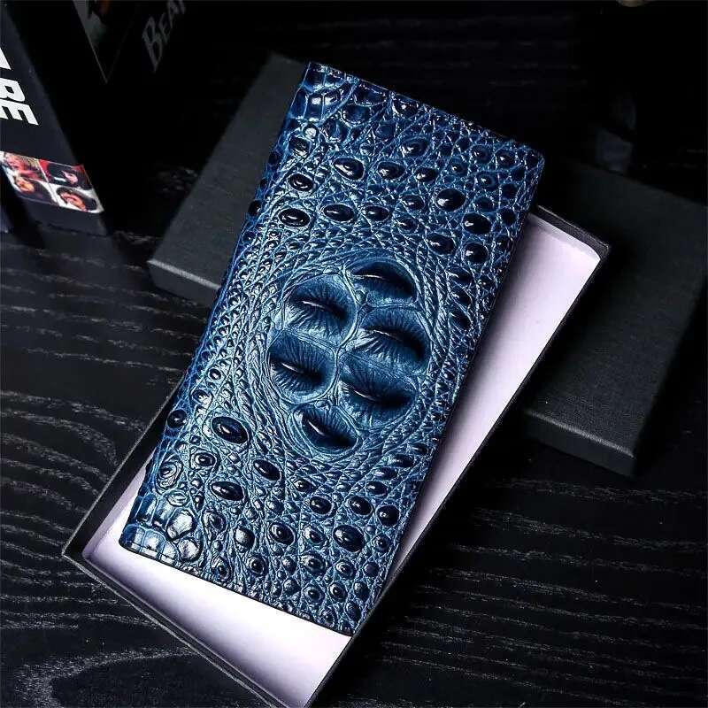 Men Business Long Crocodile Genuine Fashion Thin Short Wallet No Zipper 4 Color Pure Leather Card Wallets Pj194