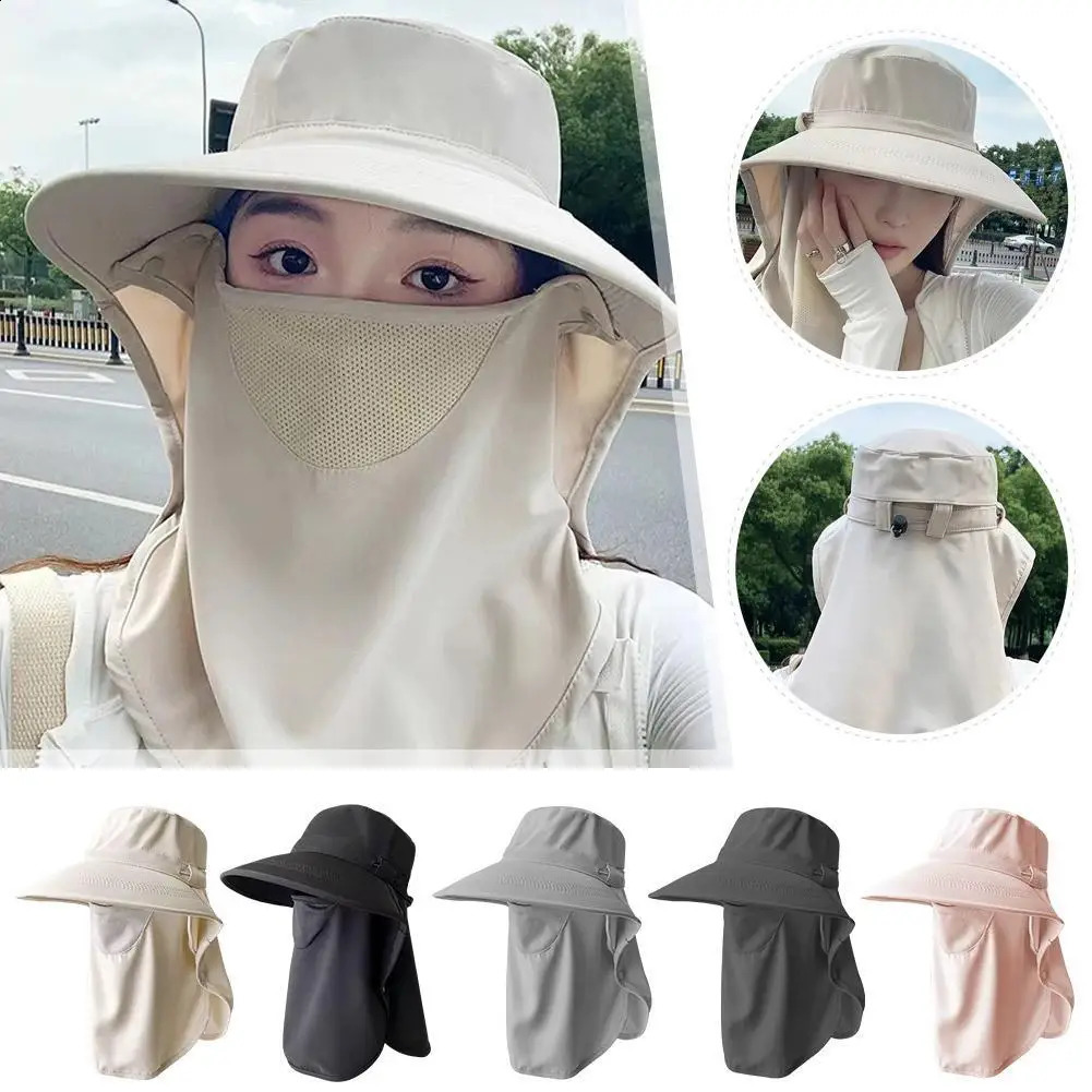 Breathable All-Directional Sunblock Hat with Face Mask and Neck Protection UV Protection Outdoor Sun Hat for Women 250424