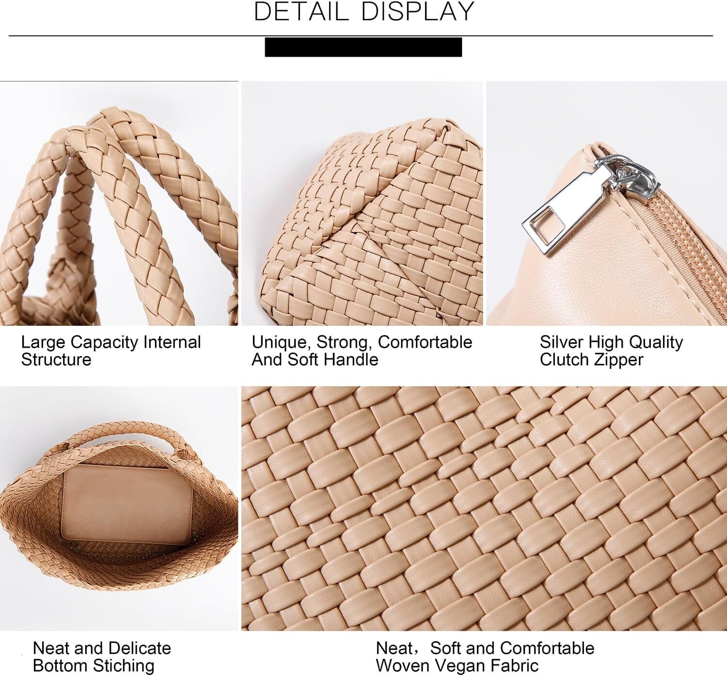 Woven For Women, Vegan Leather Tote Large Summer Beach Travel Handbag And Purse Retro Handmade Shoulder Bag