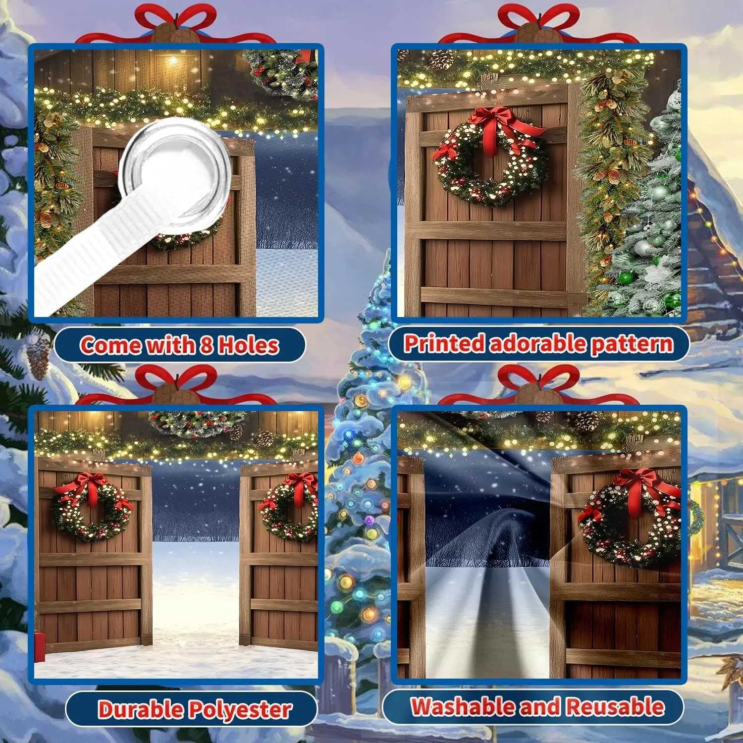 Christmas Garage Door Banner Large Merry Christmas Garage Door Decoration Winter Barn Backdrop for Room Window Outdoor IndoorM251125