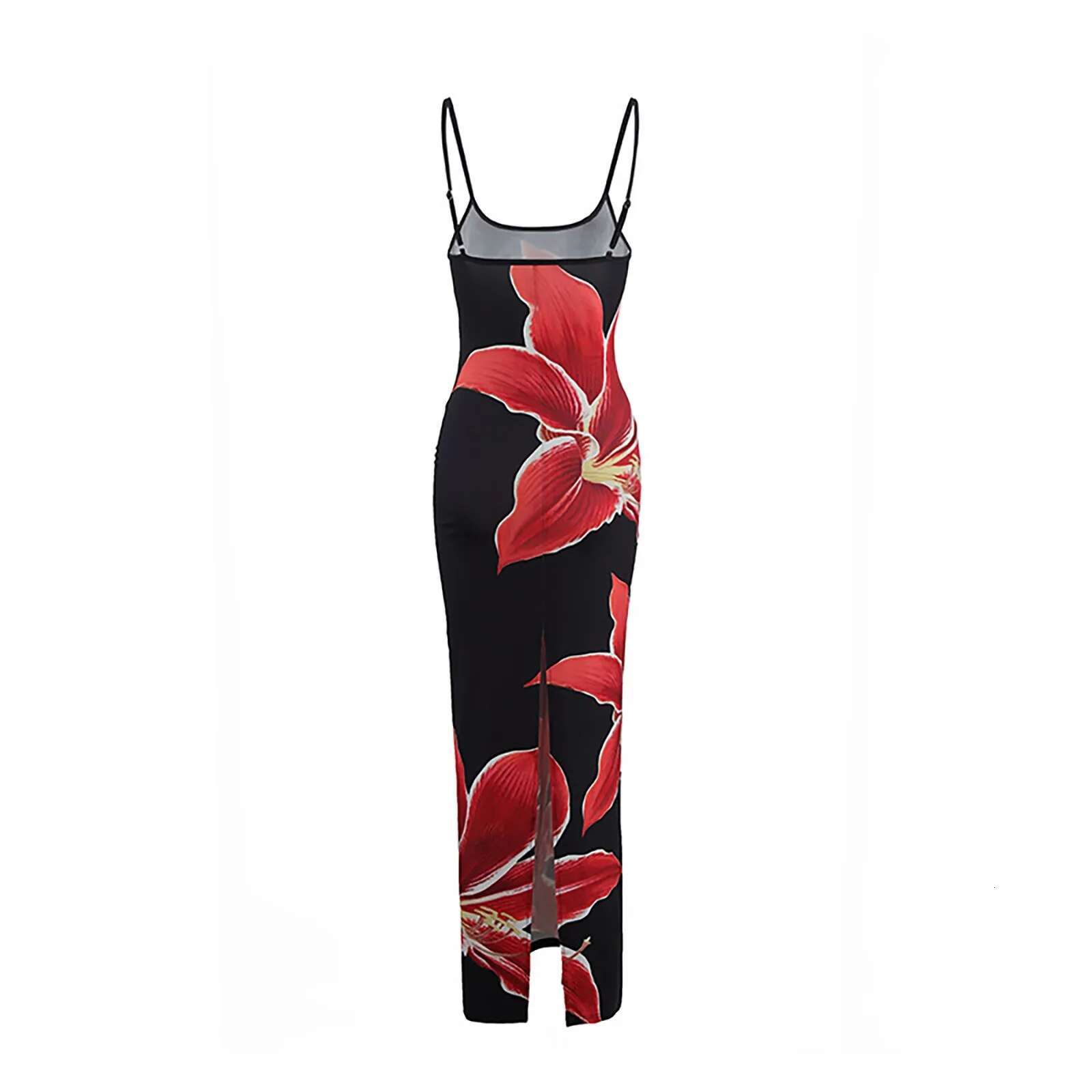 Dongdumaoyi Flower Printed Women Slip Dress Sleeveless Backless Hip Wrap Split Female Long Dresses Summer New Fashion Sexy Lady Robe
