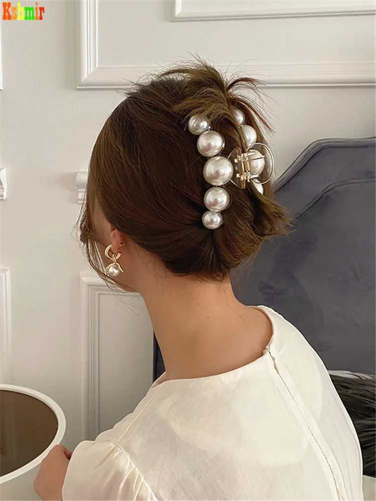 Kshmir new styling with large beads acrylic hair clip makeup hair styling for women pearl hair accessoriesT250425
