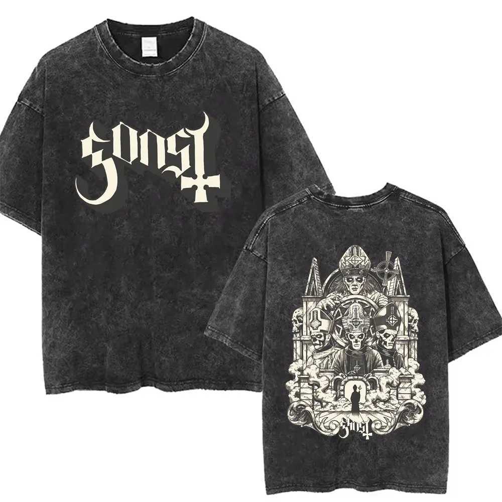 Washed Vintage Rat Parent Funny Meme Artwork Band Ghost T-shirt Mens Classic Metal Rock T-shirt Mens Fashion Oversized T-shirt W250425