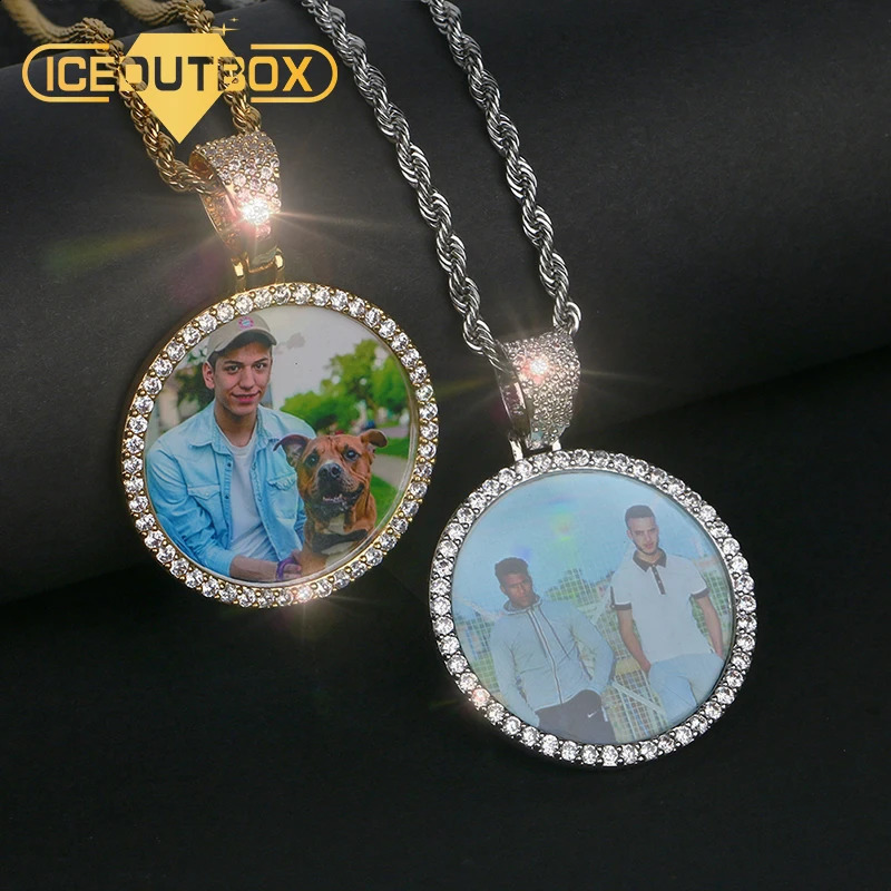 Custom Po Pendant Necklace Personality Mens Hip Hop Jewelry With 4mm Tennis Chain Cubic Zircon Gold Silver 585 Rose Gold 250425